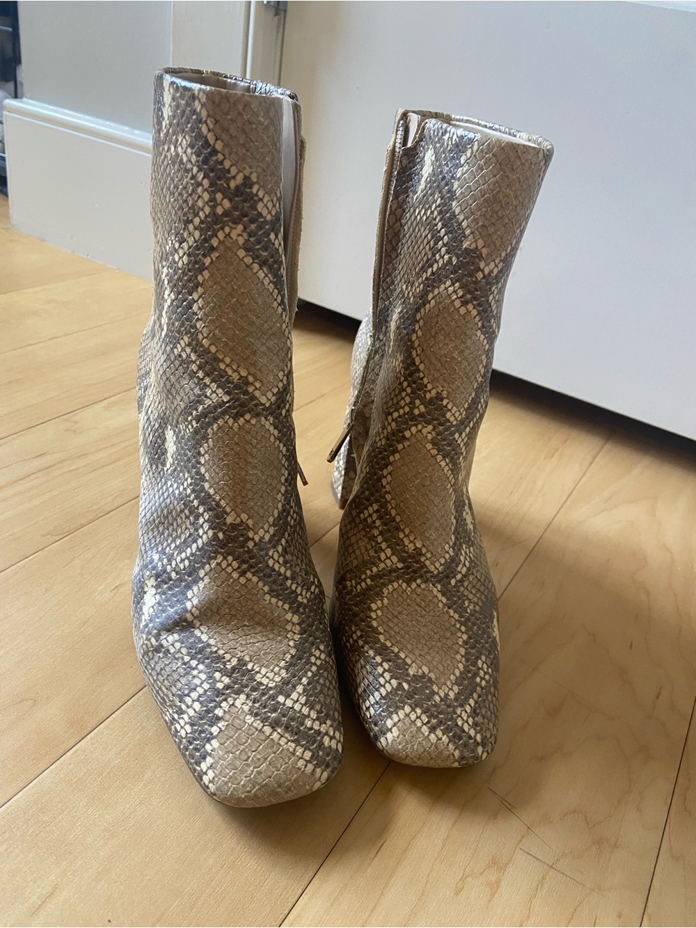 Sam Edelman Neutral Snake-Print Ankle Boots